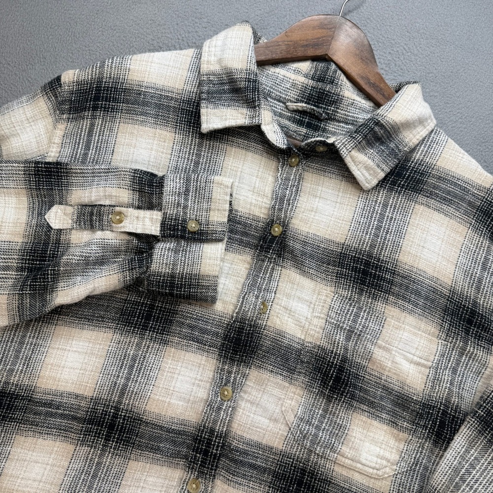 American Eagle Button Down Shirt Womens XL Black/Cream Cotton Plaid Oversized
